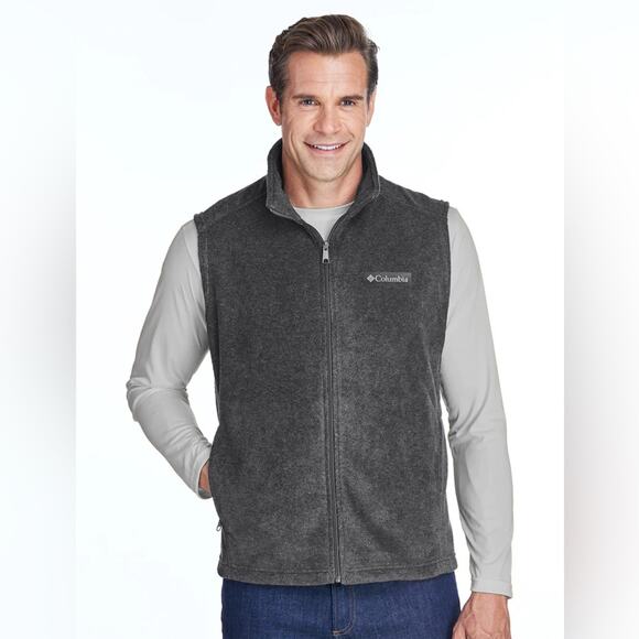 Columbia Mens Steens Mountain Full Zip Fleece Vest - Heather Charcoal Grey - Picture 1 of 5